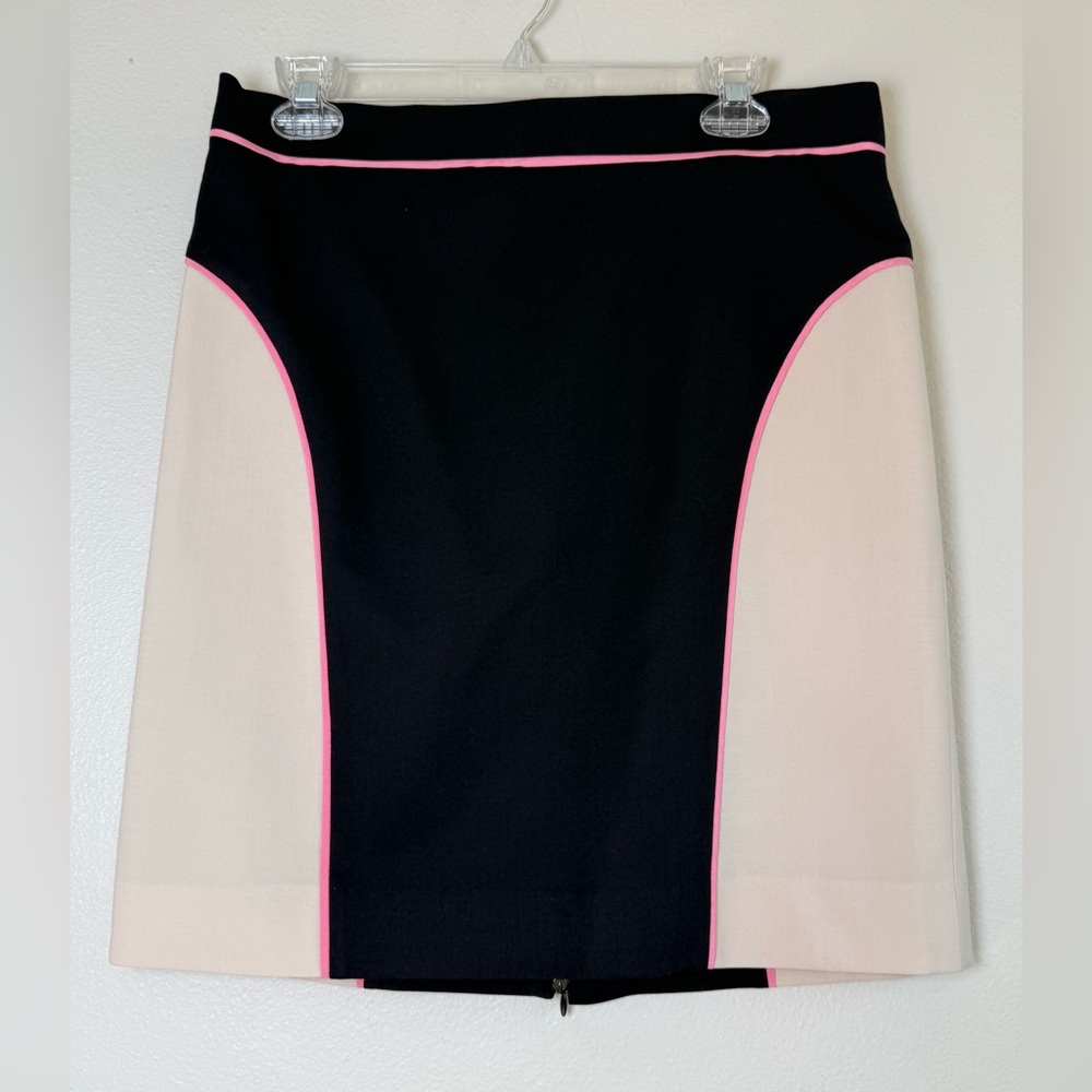 Per Se Black, Cream & Pink Colorblock Pencil Skirt